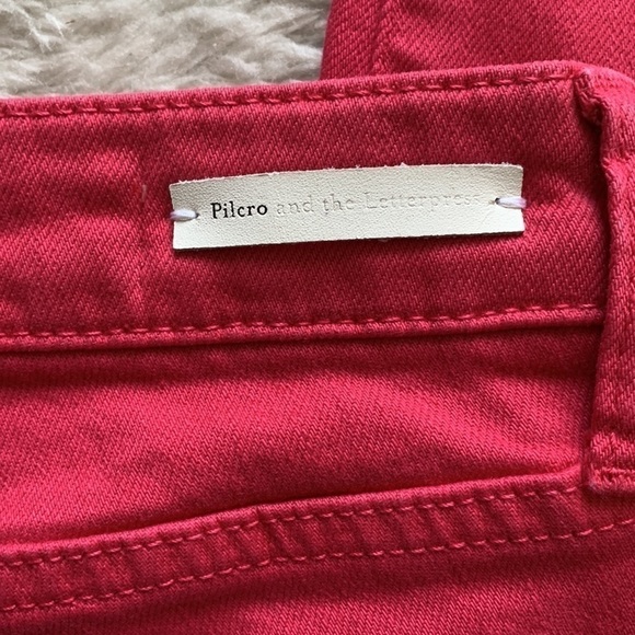 NEW Pilcro and the Letterpress Anthropologie Mid Rise Skinny Ankle Pink Jeans - Picture 10 of 16